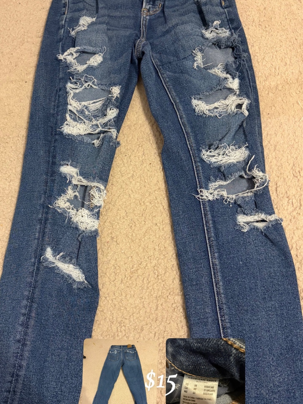 Women's Distressed Blue Ripped Mom Jeans
